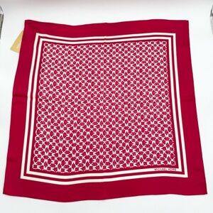 Michael Kors Signature Logo Dark Raspberry and White Scarf NWT